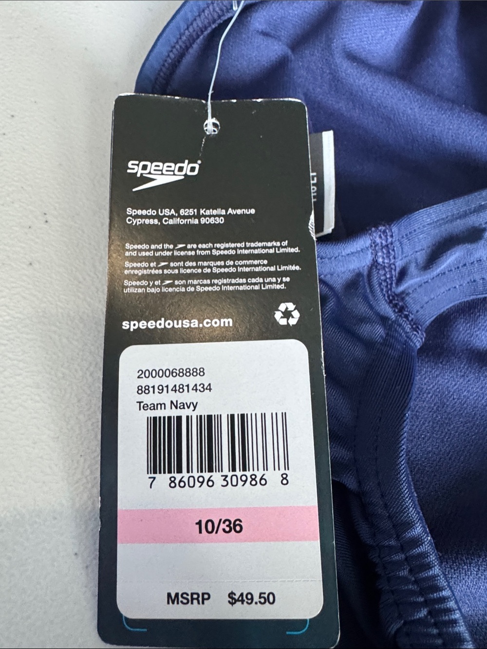 Speedo Navy Blue Solid One-Piece Swimsuit Team Navy Speedo Pro LT size 10/36 - Picture 5 of 5
